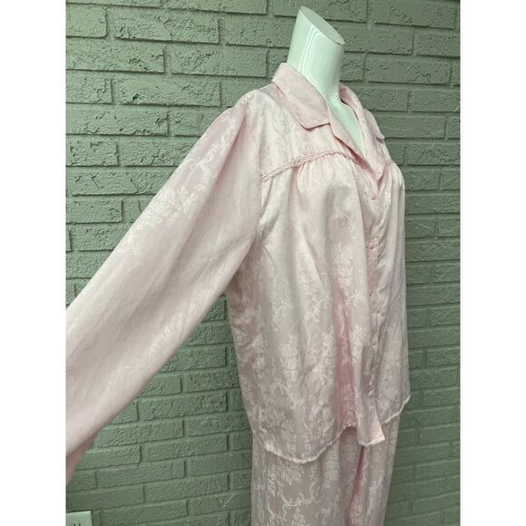 Adonna Women Pink Floral Matte Satin Pajamas Size XXL Top / L Bottom - Picture 7 of 10
